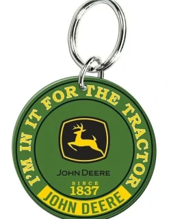 John Deere Custom Round Shape Key Ring/Chain Tractor Premium in Acylic Green