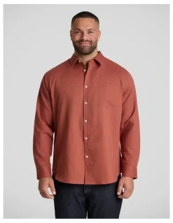 Johnny Bigg Anders Linen Shirt in Burnt Orange