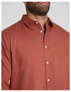 Johnny Bigg Anders Linen Shirt in Burnt Orange