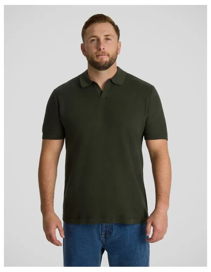 Johnny Bigg Arlo Knit Polo in Khaki