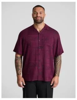 Johnny Bigg Basque Relaxed Fit Shirt in Burgundy