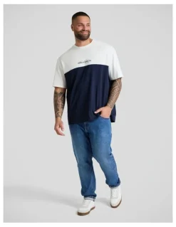 Johnny Bigg Block Panel Relaxed Fit Tee in Navy