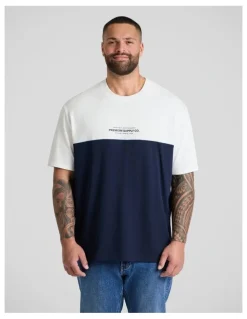 Johnny Bigg Block Panel Relaxed Fit Tee in Navy