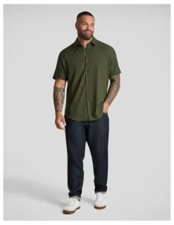 Johnny Bigg Deniro Stretch Shirt in Olive