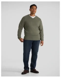 Johnny Bigg Essential V-Neck Sweater in Green Marle
