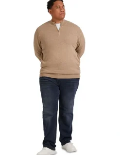 Johnny Bigg Everyday 1/4 Zip Sweater in Camel