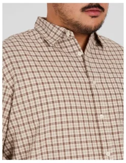 Johnny Bigg Kurt Check Relaxed Shirt in Brown