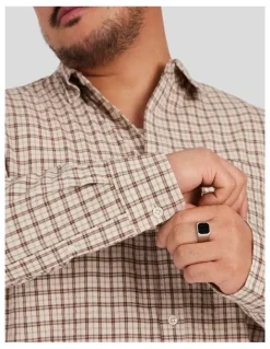 Johnny Bigg Kurt Check Relaxed Shirt in Brown