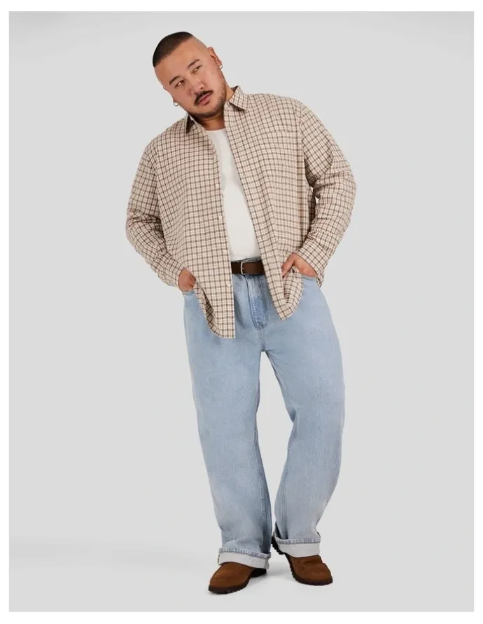 Johnny Bigg Kurt Check Relaxed Shirt in Brown
