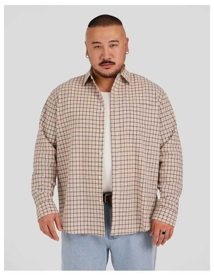Johnny Bigg Kurt Check Relaxed Shirt in Brown