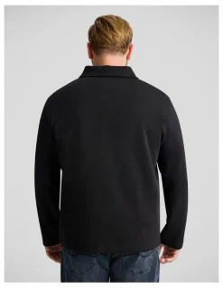 Johnny Bigg Lars Rib Zip Thru Sweat Top in Black