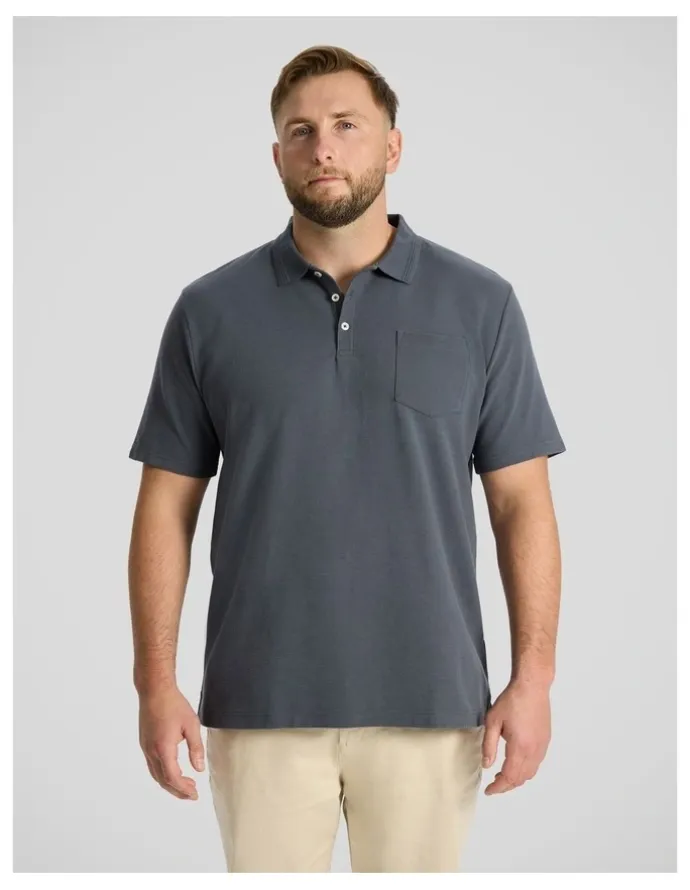 Johnny Bigg Oliver Textured Polo in Steel Blue