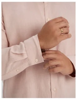 Johnny Bigg Resort Relaxed Fit Linen Shirt in Blush