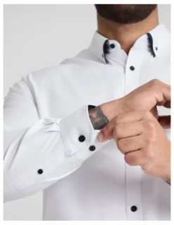 Johnny Bigg Roman Dobby Smart Shirt in White