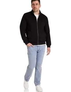 Johnny Bigg Simeon Textured Zip Through in Black