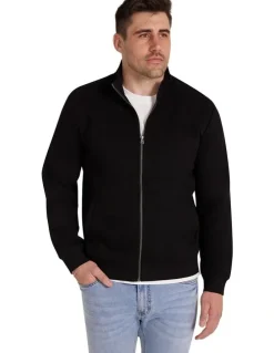 Johnny Bigg Simeon Textured Zip Through in Black