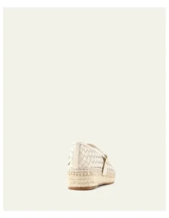 Jo Mercer Elsie Woven Flat Leather Espadrilles in Off White