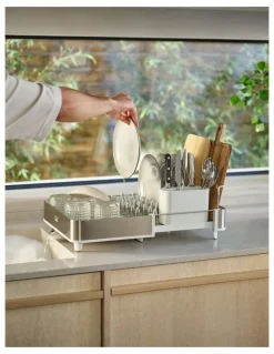 Joseph Joseph Extend Steel Dish Rack in Light Stone
