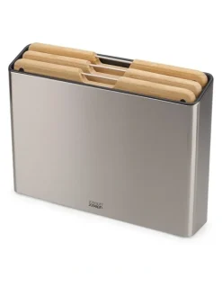 Joseph Joseph Folio Steel Bamboo 3 Piece Board Set in Stainless Steel