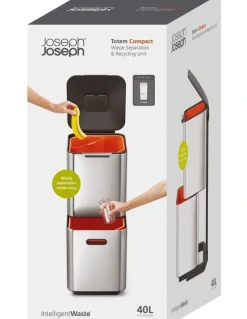 Joseph Joseph Totem Compact Bin 40L in Stainless Steel