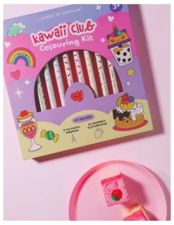 Journey of Something 32 Tear-Away Pages With 8 Markers Kawaii Club Colouring Kit