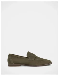 Julius Marlow Coupe Shoes in Olive Suede