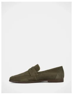 Julius Marlow Coupe Shoes in Olive Suede