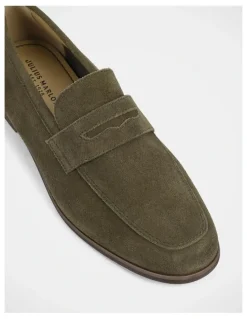 Julius Marlow Coupe Shoes in Olive Suede