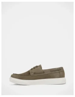 Julius Marlow Flare Shoes in Taupe Suede