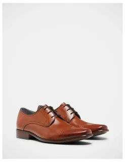 Julius Marlow Knock Toe Cap Derby Lace Up Dress Shoe in Cognac