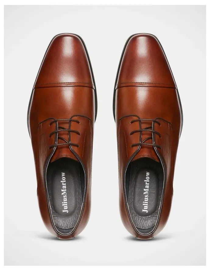 Julius Marlow Knock Toe Cap Derby Lace Up Dress Shoe in Cognac