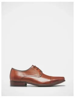 Julius Marlow Knock Toe Cap Derby Lace Up Dress Shoe in Cognac