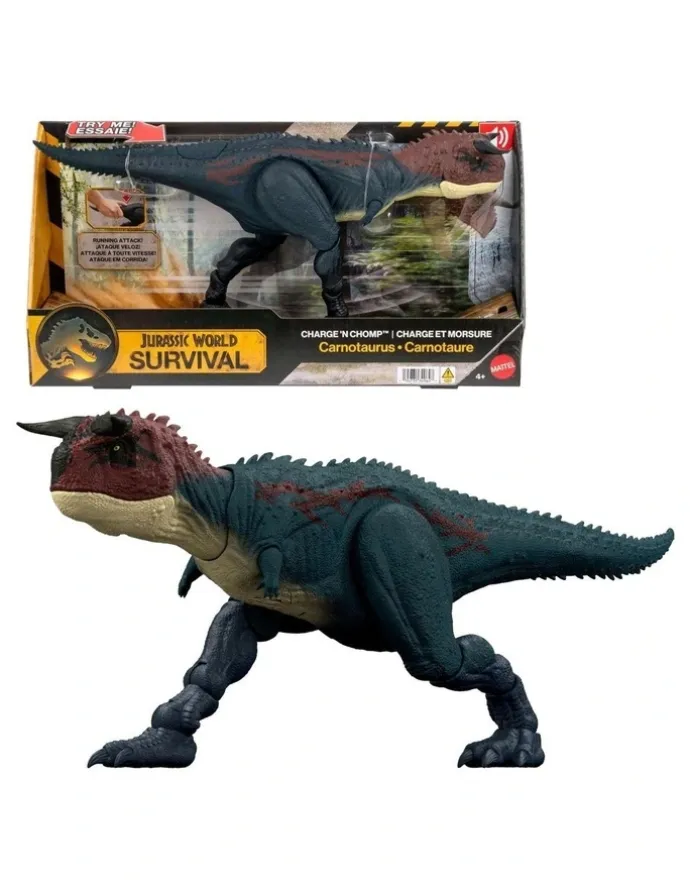 Jurassic World Charge N Chomp Carnotaurus Running Roaring Dinosaur Figure