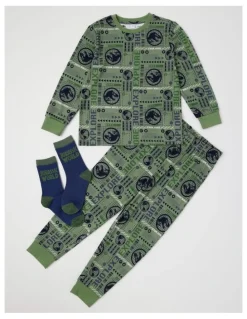 Jurassic World Jurassic Cosy Knit Pyjama With Socks in Green