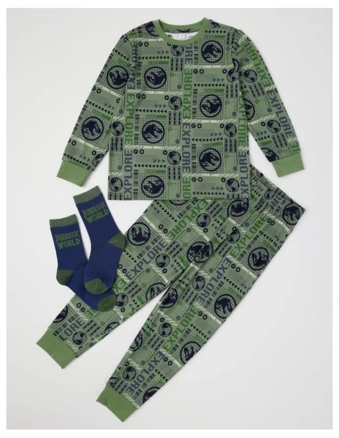 Jurassic World Jurassic Cosy Knit Pyjama With Socks in Green