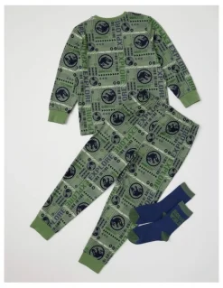 Jurassic World Jurassic Cosy Knit Pyjama With Socks in Green