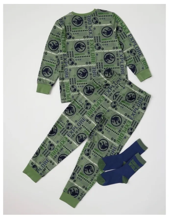 Jurassic World Jurassic Cosy Knit Pyjama With Socks in Green