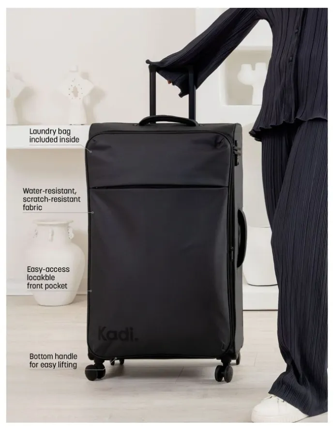 Kadi Cloud Check-in Large Soft Side Suitcase in Charcoal