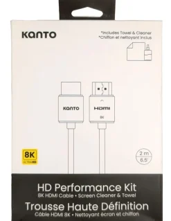 Kanto Kanto HD Performance Kit - Screen Cleaner, Microfibre Towel, 8K HDMI Cable, 2mtr