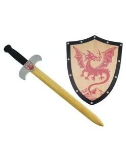 Kaper Kidz Wooden Medieval Sword & Shield Dragon Kids/Childrens Toy 3Y