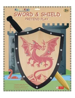 Kaper Kidz Wooden Medieval Sword & Shield Dragon Kids/Childrens Toy 3Y