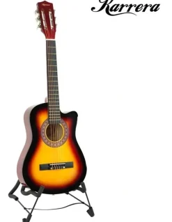 Karrera Childrens Acoustic Cutaway Wooden Guitar Ideal Kids Gift 1/2 Size Sunburst