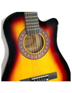 Karrera Childrens Acoustic Cutaway Wooden Guitar Ideal Kids Gift 1/2 Size Sunburst