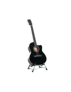 Karrera 40in Acoustic Cutaway Guitar Bag Strings Picks Carry Bag Winder Black