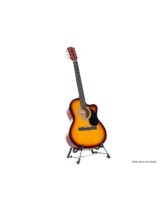 Karrera 40in Acoustic Cutaway Guitar Bag Strings Picks Winder Strap Sun-burst