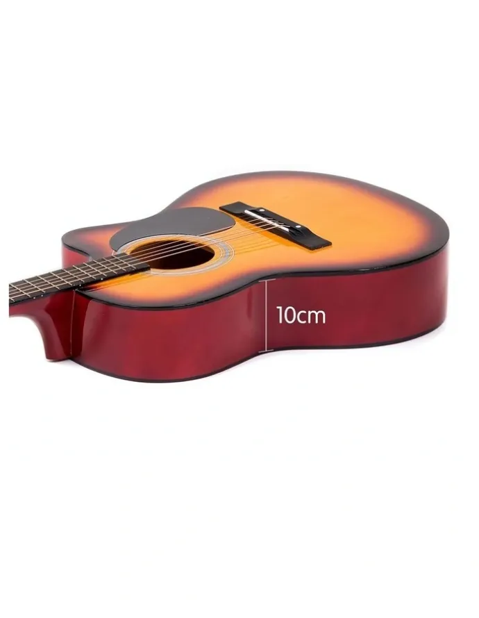 Karrera 40in Acoustic Cutaway Guitar Bag Strings Picks Winder Strap Sun-burst