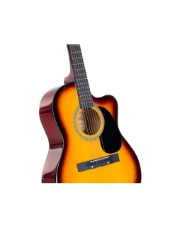 Karrera 40in Acoustic Cutaway Guitar Bag Strings Picks Winder Strap Sun-burst