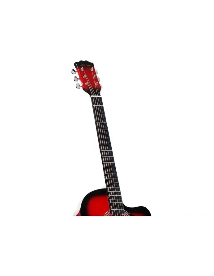 Karrera 40in Acoustic Cutaway Guitar Bag Strings Picks Winder Strap Red