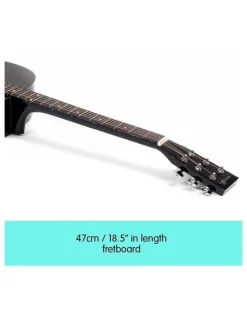 Karrera 38in Black Acoustic Guitar With Pick Guard Steel String Bag