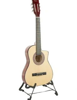 Karrera 38in Natural Acoustic Guitar With Pick Guard Steel String Bag